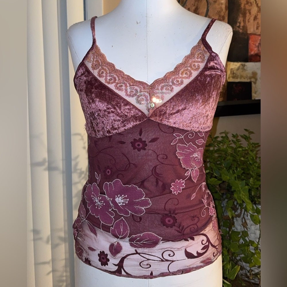 Deadstock NWT Y2K fairy Miss Rudy Velvet Mesh Cami